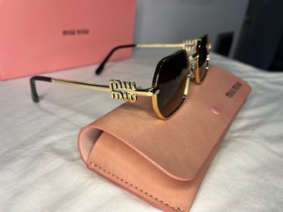 Gafas de sol Miu Octagonales Doradas Marrones