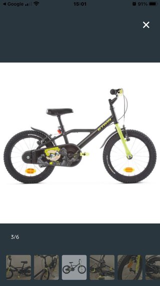Bicicleta Infantil Btwin Negra y Amarilla