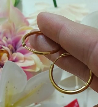 Pendientes Aro Dorados Lisos 20mm Acero 316L