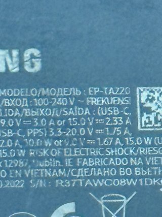 Carregador original Samsung Super Fast Charging