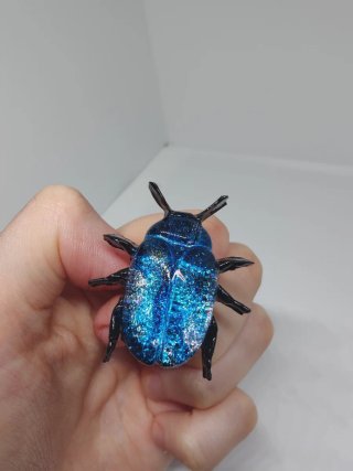 Anillo Escarabajo Azul Brillante
