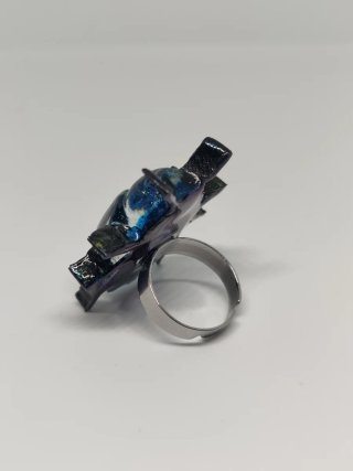Anillo Escarabajo Azul Brillante