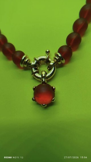 Collar  y colgante de ámbar rústico mate
