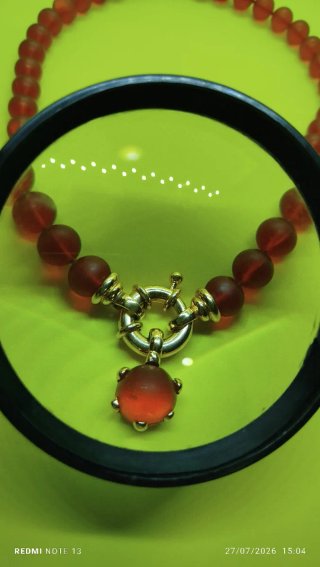 Collar  y colgante de ámbar rústico mate