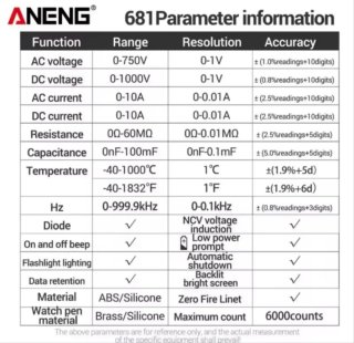Multímetro Digital Aneng 681 Smart