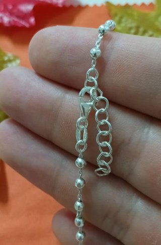 Llamativa Pulsera Bolitas Lisas Plata De Ley 925