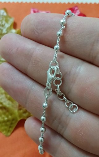 Llamativa Pulsera Bolitas Lisas Plata De Ley 925
