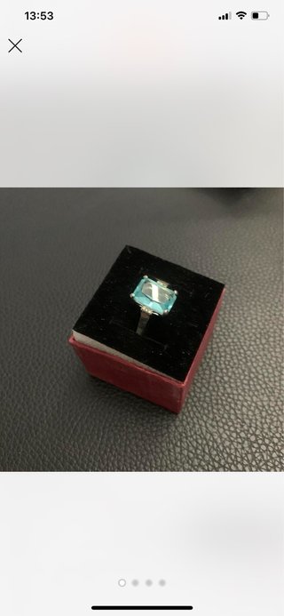Anel prata 925 turquoise com cristal da Lili joias