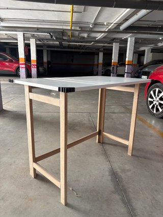 Mesa auxiliar plegable madera y blanco