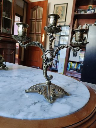 Reloj y Candelabros Bronce