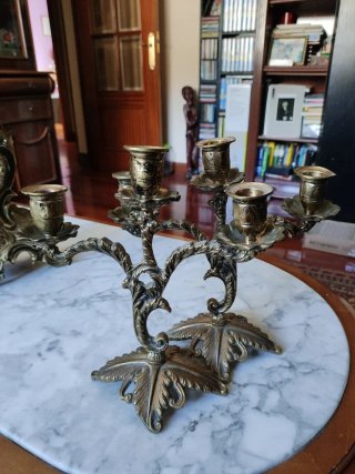 Reloj y Candelabros Bronce