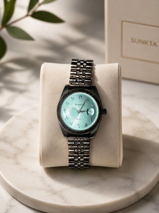 Reloj SUNKTA Plata y Turquesa