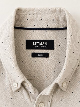 Camisa Beige con Coderas Azul Talla s