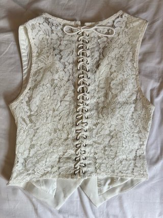 Gilet in pizzo panna