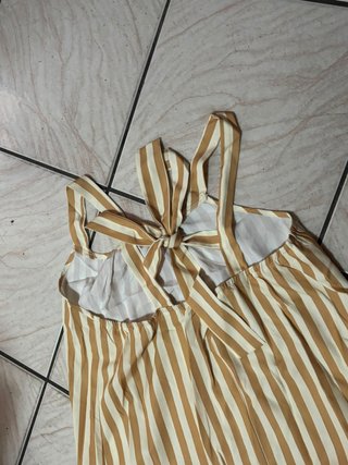 Vestito Lungo a Righe Senape e Bianco