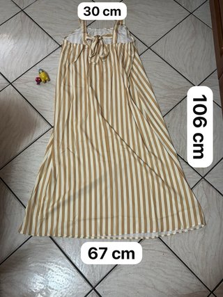 Vestito Lungo a Righe Senape e Bianco