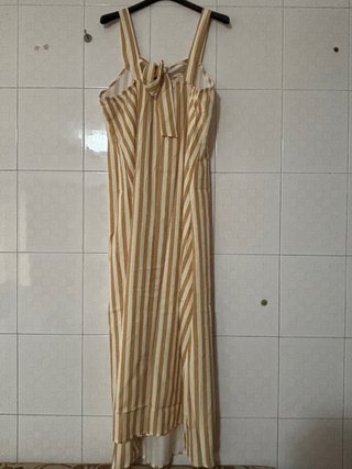 Vestito Lungo a Righe Senape e Bianco