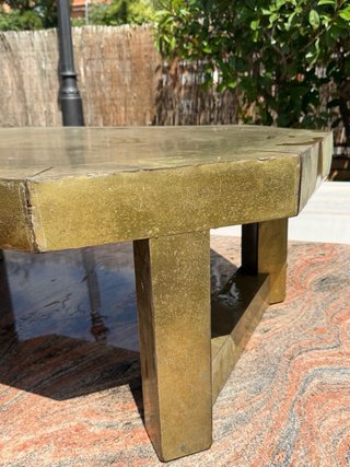 Mesa de centro madera y latón Arte España