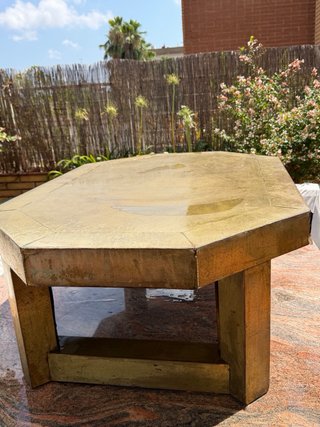 Mesa de centro madera y latón Arte España