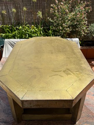 Mesa de centro madera y latón Arte España