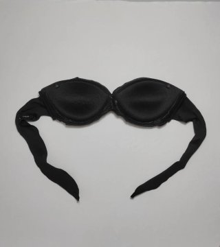 Top de Biquini Negro sin tiras -  Bandeau Fruncido