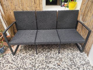 Sofá Exterior Imitación Mimbre Negro