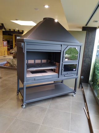 FABRICAN Barbacoa Horno Leña Metal Negro/Gris