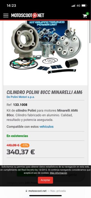 Cilindro Polini 80cc Minarelli AM6