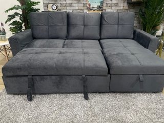Sofá Cama Chaise Longue Gris Terciopelo