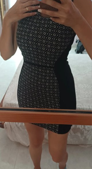 Vestito H&M fantasia geometrica nero/bianco taglia