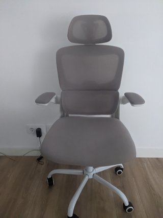 Silla de escritorio gris y blanca