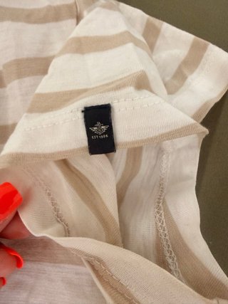Camiseta Dockers Mujer Rayas Beige/Blanco