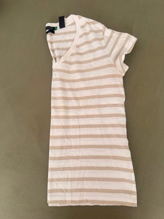 Camiseta Dockers Mujer Rayas Beige/Blanco