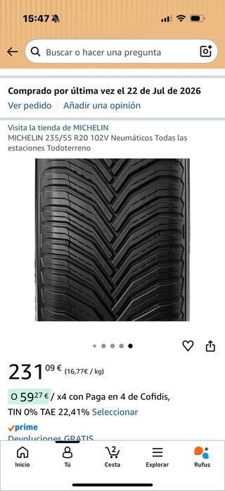 2-Neumático Michelin 235/55 R20 102V 4 Estaciones