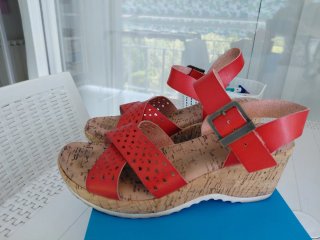 Sandalias Skechers Rojas Mujer