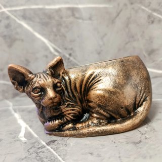 Vaso Scultura Gatto Sphynx Statua Portaoggetti