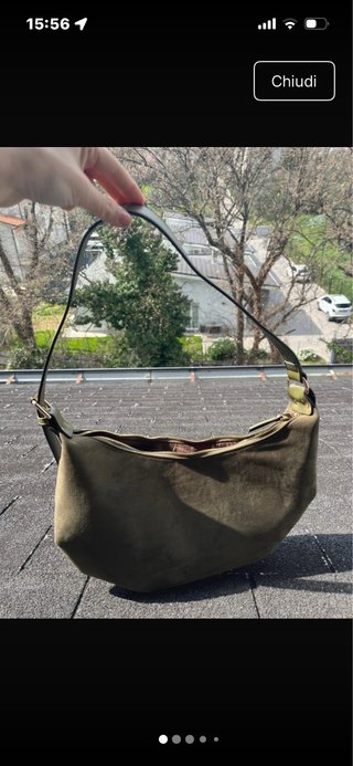Borsa in suede verde oliva