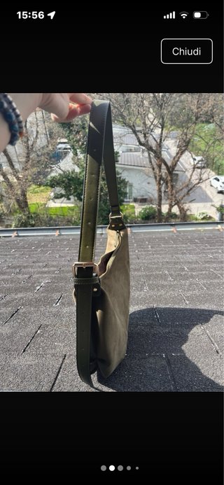 Borsa in suede verde oliva