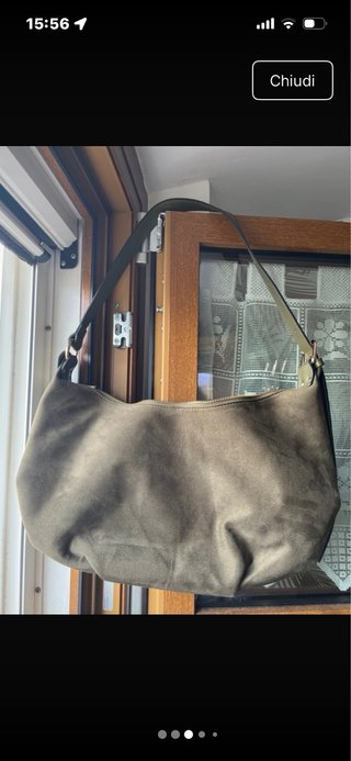 Borsa in suede verde oliva