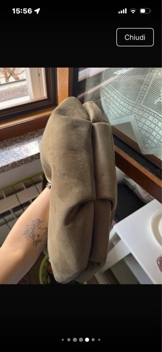 Borsa in suede verde oliva
