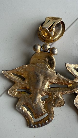 Orecchini pendenti oro con pietre rosse e nere