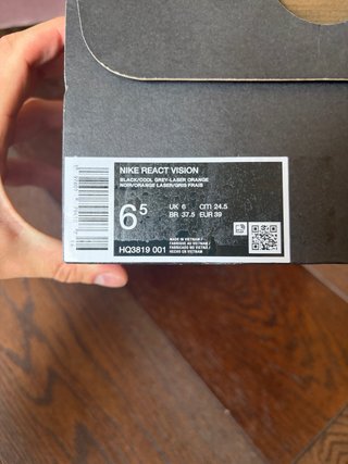 Nike React Vision Black Grey 39