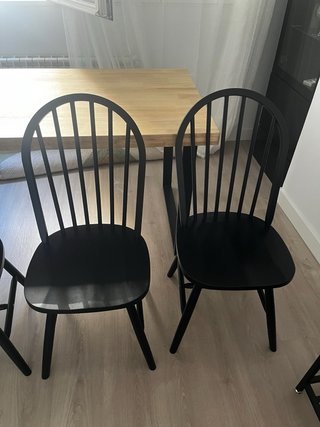 Sillas comedor/cocina negras (madera) juego de 4
