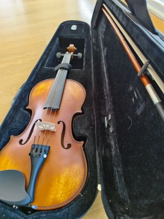 Violín para principiantes con funda y arco
