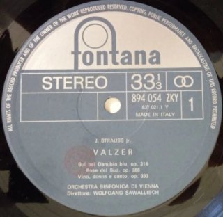 Johann Strauss Jr. Valzer LP Fontana