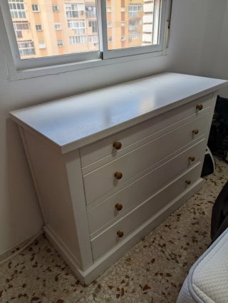 Cajonera blanca de madera 4 cajones