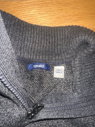 Jersey gris cuello alto cremallera 10 años (140cm)