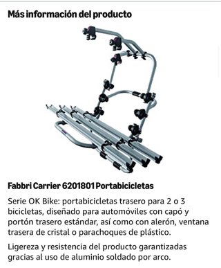 Portabicicletas de portón 3 bicis.