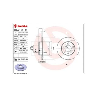 Brembo 08.7165.11 Jakoparts disco de freno