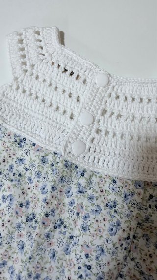Conjunto bebé: vestido tela y crochet